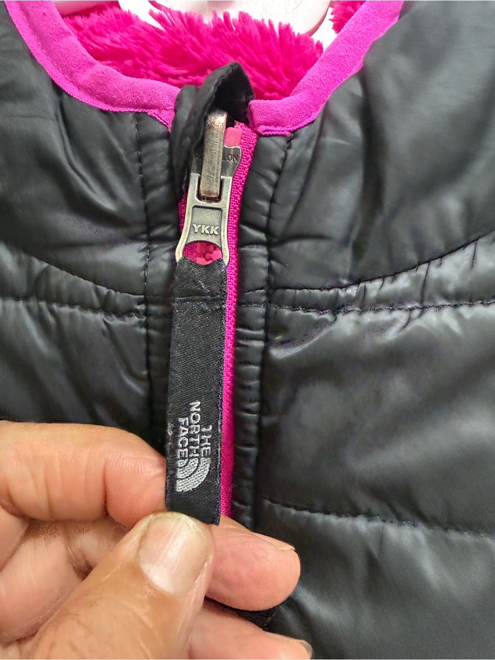 The North Face double sided Black nd hot pink Jacket with side pockets. Soft - Picture 7 of 16